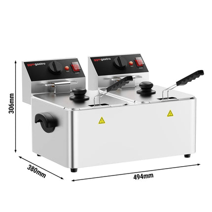 GGM Gastro Commercial Countertop Electric Twin Tank Fryer - 4+4 litres - 5kW