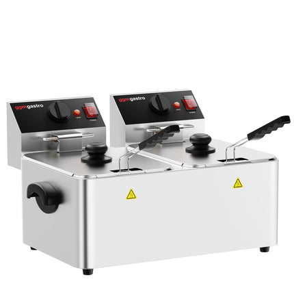 GGM Gastro Commercial Countertop Electric Twin Tank Fryer - 4+4 litres - 5kW