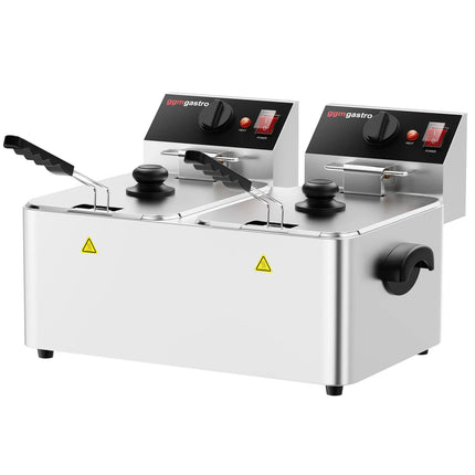 GGM Gastro Commercial Countertop Electric Twin Tank Fryer - 4+4 litres - 5kW