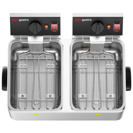 GGM Gastro Commercial Countertop Electric Twin Tank Fryer - 4+4 litres - 5kW