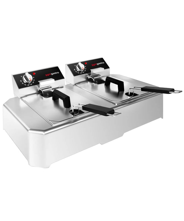 GGM Gastro Commercial Countertop Electric Twin Tank Fryer - 5+5 litres - 7.5kW - Manual