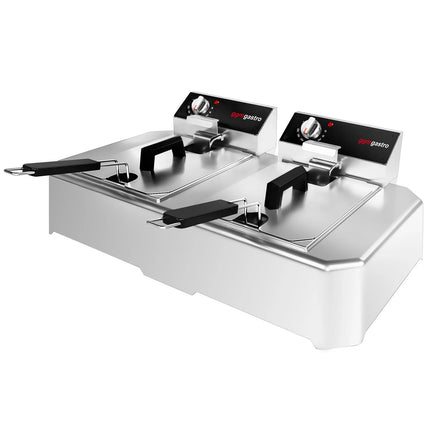 GGM Gastro Commercial Countertop Electric Twin Tank Fryer - 5+5 litres - 7.5kW - Manual