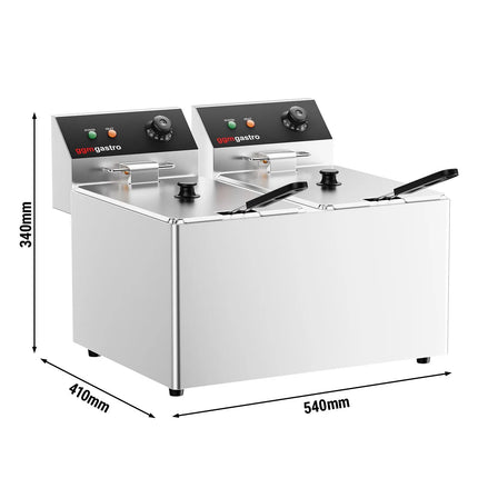 GGM Gastro Commercial Countertop Electric Twin Tank Fryer - 8+8 litres - 6.5kW