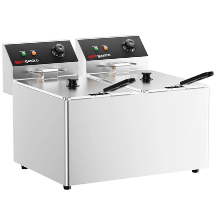 GGM Gastro Commercial Countertop Electric Twin Tank Fryer - 8+8 litres - 6.5kW