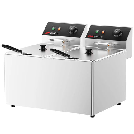 GGM Gastro Commercial Countertop Electric Twin Tank Fryer - 8+8 litres - 6.5kW