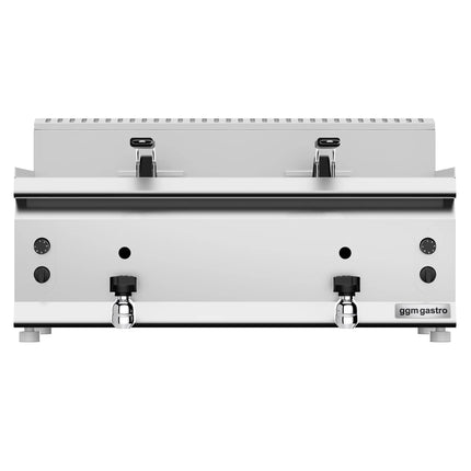 GGM Gastro Commercial Countertop Free Standing Gas Twin Tank Fryer - 8+8 litres - 12kW - Manual - with drain tap