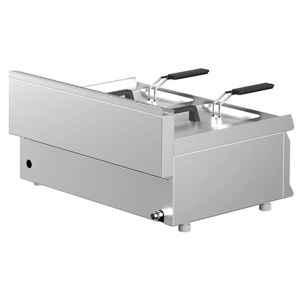 GGM Gastro Commercial Countertop Free Standing Gas Twin Tank Fryer - 8+8 litres - 12kW - Manual - with drain tap