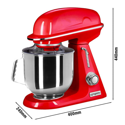 GGM Gastro Commercial Countertop Planetary Mixer  - 7L - 350W - incl. 3 attachments - Red