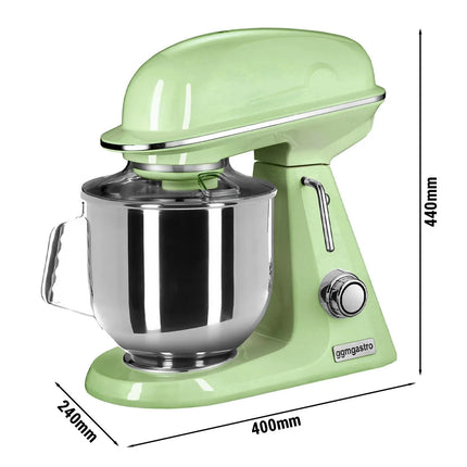 GGM Gastro Commercial Countertop Planetary Mixer  - 7L - 350W - incl. 3 attachments - Mint Green