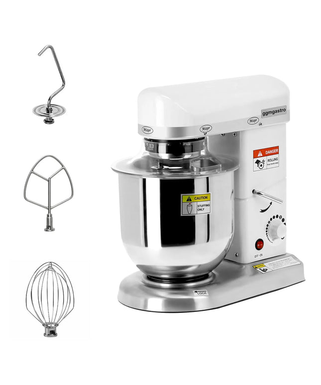 GGM Gastro Commercial Countertop Planetary Mixer  - 7L - 500W - incl. 3 attachments