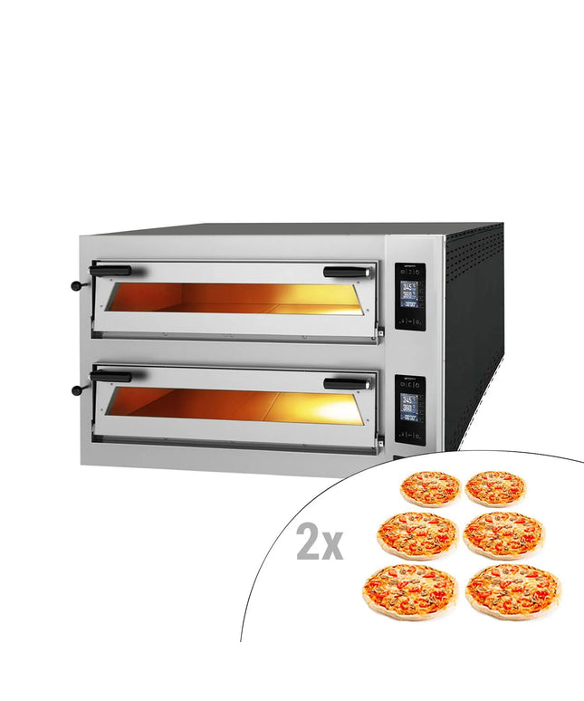 GGM Gastro Commercial Deep Double-Deck Electric Pizza Oven Digital – 6+6 pizzas Ø35 cm - 400°C - Soft-Touch
