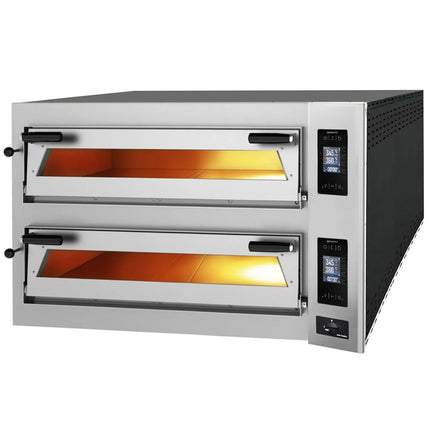 GGM Gastro Commercial Deep Double-Deck Electric Pizza Oven Digital – 6+6 pizzas Ø35 cm - 400°C - Soft-Touch