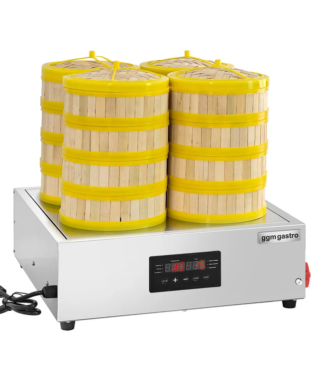 GGM Gastro Commercial Dim Sum & Dumpling Steamer - 2.5kW - Digital - incl. 16 Bamboo Baskets & 4 Lids
