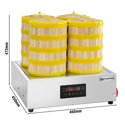 GGM Gastro Commercial Dim Sum & Dumpling Steamer - 2.5kW - Digital - incl. 16 Bamboo Baskets & 4 Lids