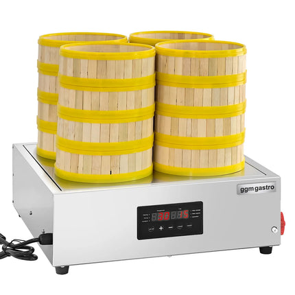 GGM Gastro Commercial Dim Sum & Dumpling Steamer - 2.5kW - Digital - incl. 16 Bamboo Baskets & 4 Lids