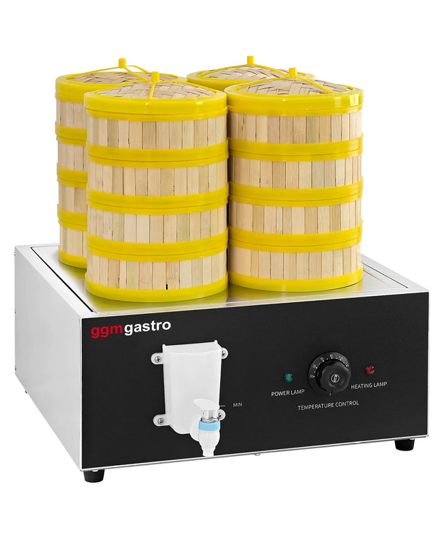 GGM Gastro Commercial Dim Sum & Dumpling Steamer - 2.5kW - Manual - incl. 16 Bamboo Baskets & 4 Lids
