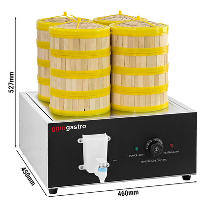 GGM Gastro Commercial Dim Sum & Dumpling Steamer - 2.5kW - Manual - incl. 16 Bamboo Baskets & 4 Lids
