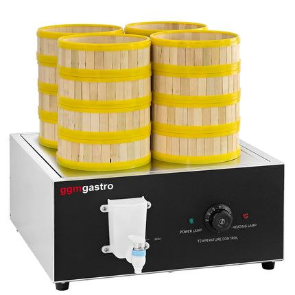 GGM Gastro Commercial Dim Sum & Dumpling Steamer - 2.5kW - Manual - incl. 16 Bamboo Baskets & 4 Lids