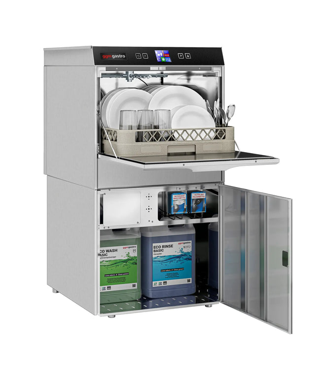 GGM Gastro Commercial Dishwasher - 500mm Basket - Digital Controls - 6kW - with Drain, Rinse Aid & Detergent Pumps