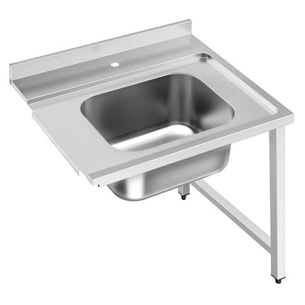 GGM Gastro Commercial Dishwasher Inlet Table with sink for Pass-Through Dishwashers - 800mm - Right Hand -  for DSHI1080WD