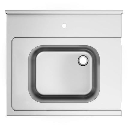 GGM Gastro Commercial Dishwasher Inlet Table with sink for Pass-Through Dishwashers - 800mm - Left Hand -  for DSHI1080WD