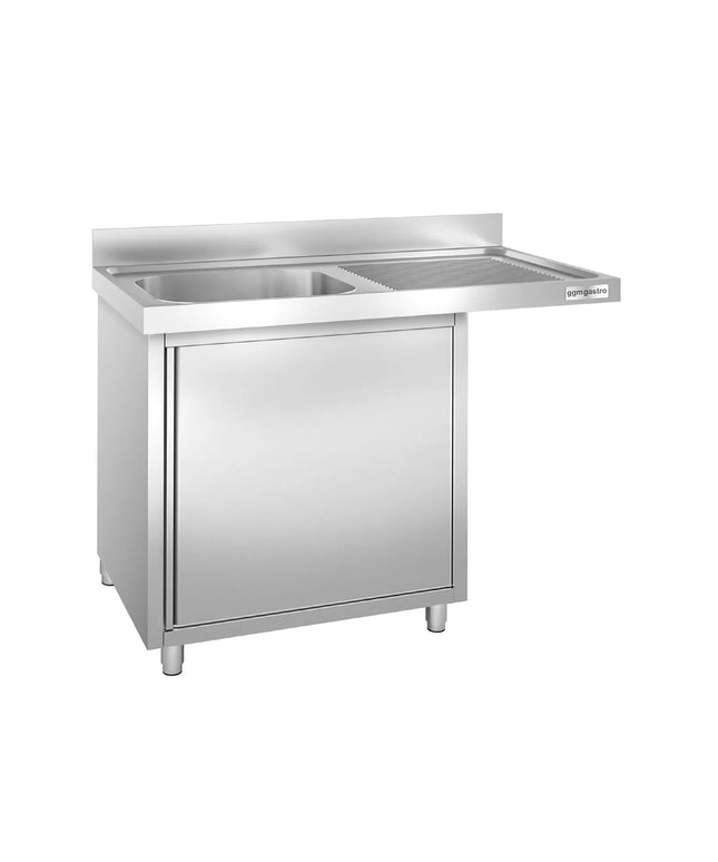 GGM Gastro Commercial Dishwasher Sink with Cupboard PREMIUM - 1200x600mm - 1 Bowl, Left-Hand Bowl
