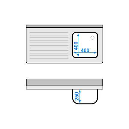GGM Gastro Commercial Dishwasher Sink with Cupboard PREMIUM - 1200x600mm - 1 Bowl, Right-Hand Bowl