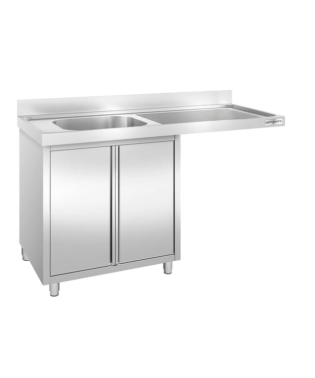GGM Gastro Commercial Dishwasher Sink with Cupboard PREMIUM - 1400x600mm - 1 Bowl, Left-Hand Bowl