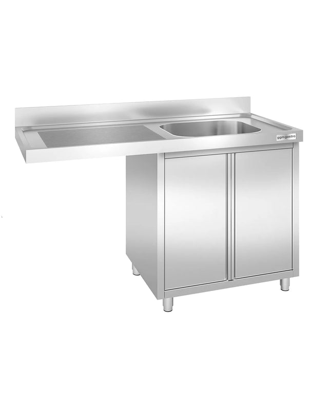 GGM Gastro Commercial Dishwasher Sink with Cupboard PREMIUM - 1400x600mm - 1 Bowl, Right-Hand Bowl