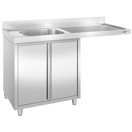 GGM Gastro Commercial Dishwasher Sink with Cupboard PREMIUM - 1400x600mm - 1 Bowl, Left-Hand Bowl