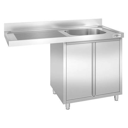 GGM Gastro Commercial Dishwasher Sink with Cupboard PREMIUM - 1400x600mm - 1 Bowl, Right-Hand Bowl