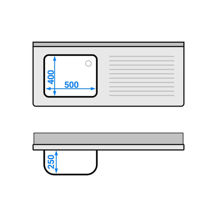 GGM Gastro Commercial Dishwasher Sink with Cupboard PREMIUM - 1400x600mm - 1 Bowl, Left-Hand Bowl