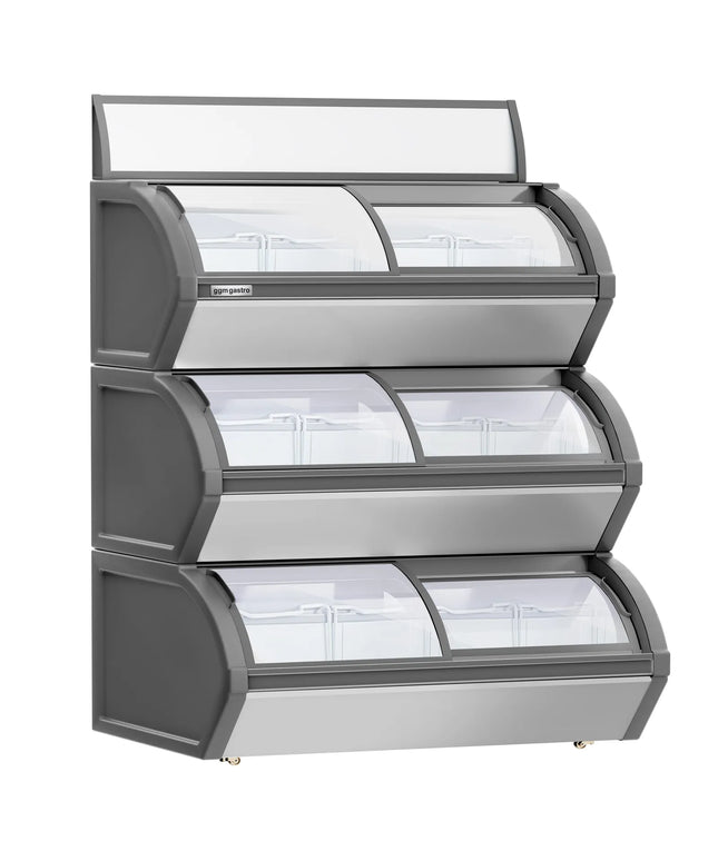 GGM Gastro Commercial Display Chest Freezer (Glass Surround) - 1200x900mm - 420 L - With 6 Sliding Glass Lids - 3 separate cooling levels - For UK