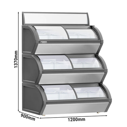 GGM Gastro Commercial Display Chest Freezer (Glass Surround) - 1200x900mm - 420 L - With 6 Sliding Glass Lids - 3 separate cooling levels - For UK