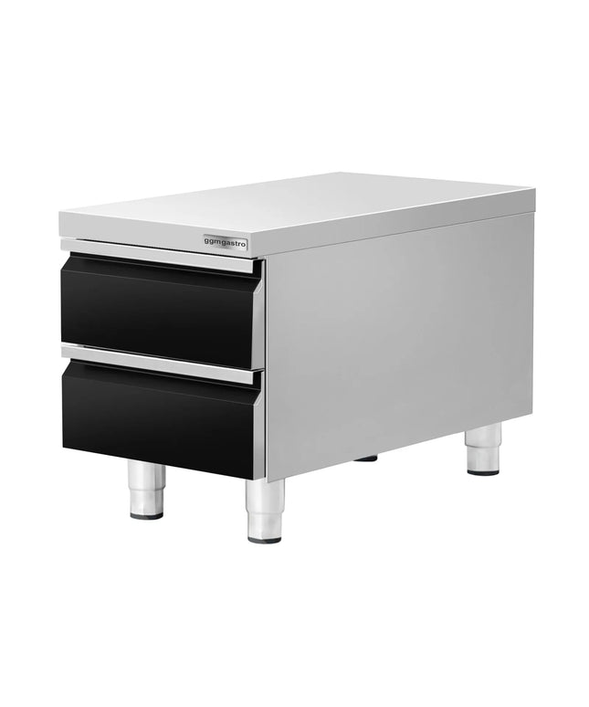 GGM Gastro Commercial Drawer Cabinet - Black Titanium - with 2 Drawers - 400x620mm