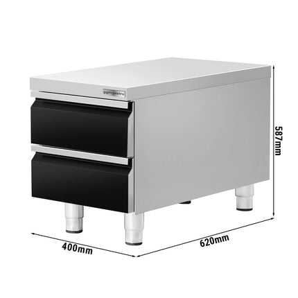 GGM Gastro Commercial Drawer Cabinet - Black Titanium - with 2 Drawers - 400x620mm