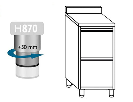 GGM Gastro Commercial Drawer Cabinet PREMIUM - Stainless Steel - with 2 Drawers & 100mm Upstand - 500x700mm