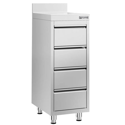 GGM Gastro Commercial Drawer Cabinet PREMIUM - Stainless Steel - with 4 Drawers & Upstand - 400x600mm