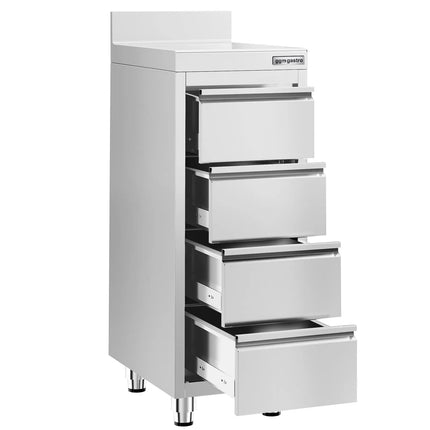 GGM Gastro Commercial Drawer Cabinet PREMIUM - Stainless Steel - with 4 Drawers & Upstand - 400x600mm