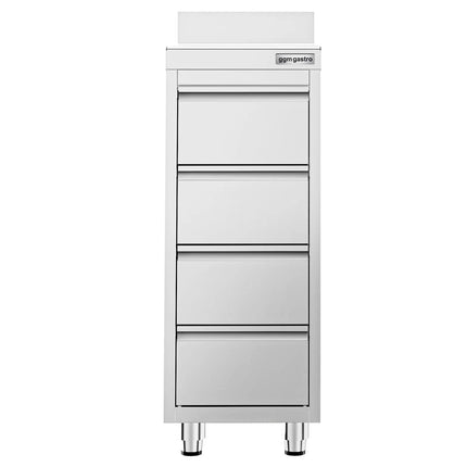 GGM Gastro Commercial Drawer Cabinet PREMIUM - Stainless Steel - with 4 Drawers & Upstand - 400x600mm