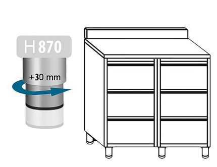 GGM Gastro Commercial Drawer Cabinet PREMIUM - Stainless Steel - with 6 Drawers & 100mm Upstand - 1000x600mm