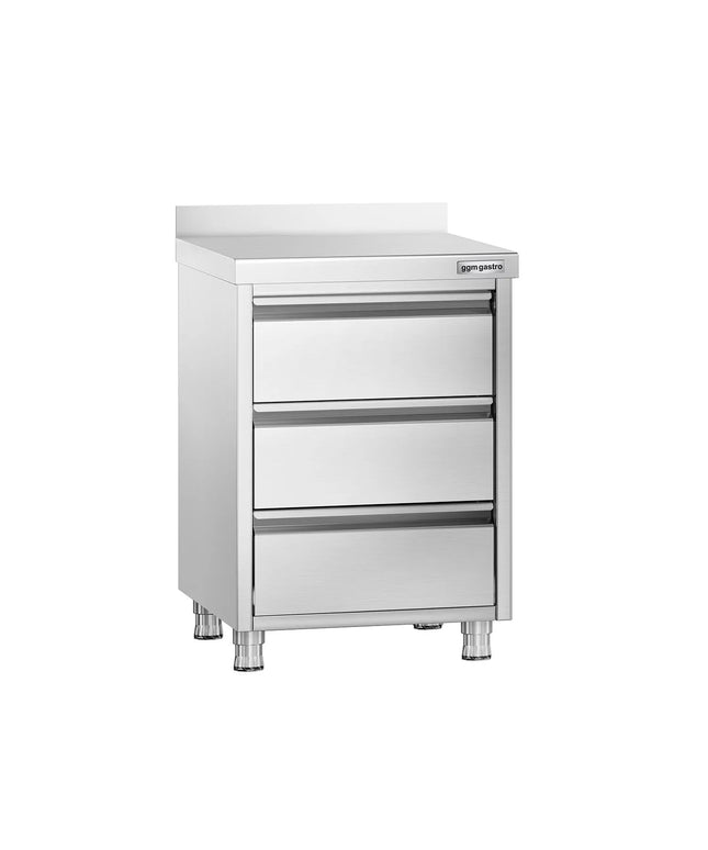 GGM Gastro Commercial Drawer Cabinet PREMIUM - with 3 Drawers & 100mm Upstand - 500x600mm