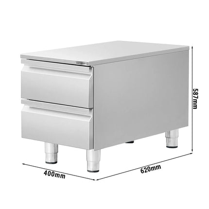 GGM Gastro Commercial Drawer Cabinet - Stainless Steel - with 2 Drawers - 400x620mm