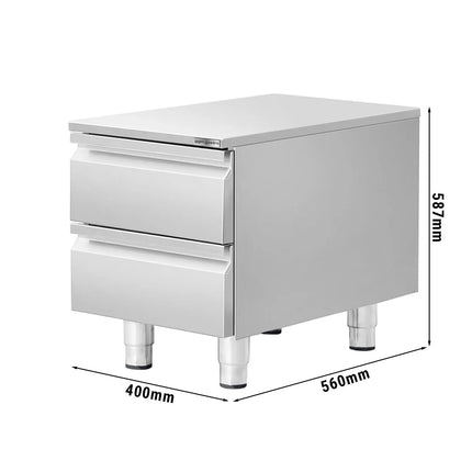 GGM Gastro Commercial Drawer Cabinet - Stainless Steel - with 2 Drawers - 400x560mm