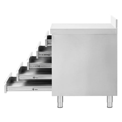 GGM Gastro Commercial Drawer Cabinet - Stainless Steel - with 5 Drawers & 100mm Upstand - 500x700mm