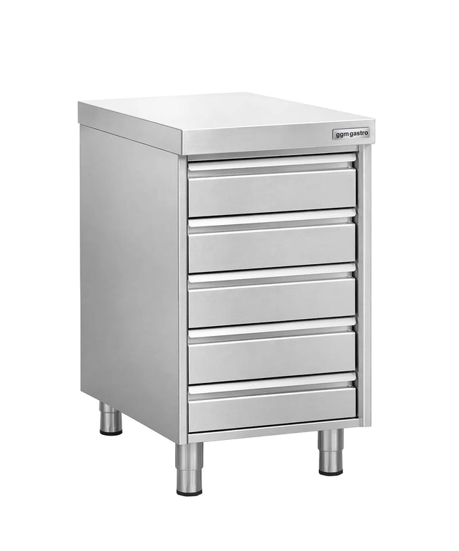GGM Gastro Commercial Drawer Cabinet - Stainless Steel - with 5 Drawers - 500x700mm