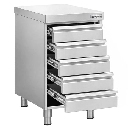 GGM Gastro Commercial Drawer Cabinet - Stainless Steel - with 5 Drawers - 500x700mm