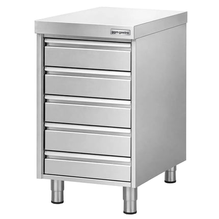 GGM Gastro Commercial Drawer Cabinet - Stainless Steel - with 5 Drawers - 500x700mm