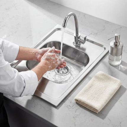 GGM Gastro Commercial Drop-in Hand Wash Sink – Stainless Steel – with tap - Hot & Cold Water Connection