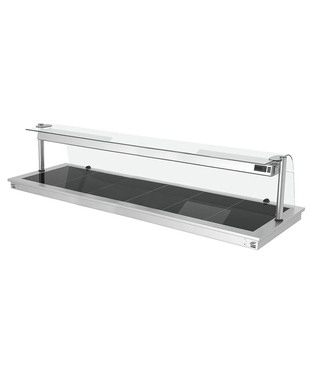 GGM Gastro Commercial Drop-in Hot Plate - 2100mm - 6x GN 1/1 - 2.7 kW - with Toughened Glass Sneeze Screen